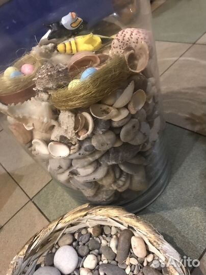 Камни морские-округлая галька,ракушки