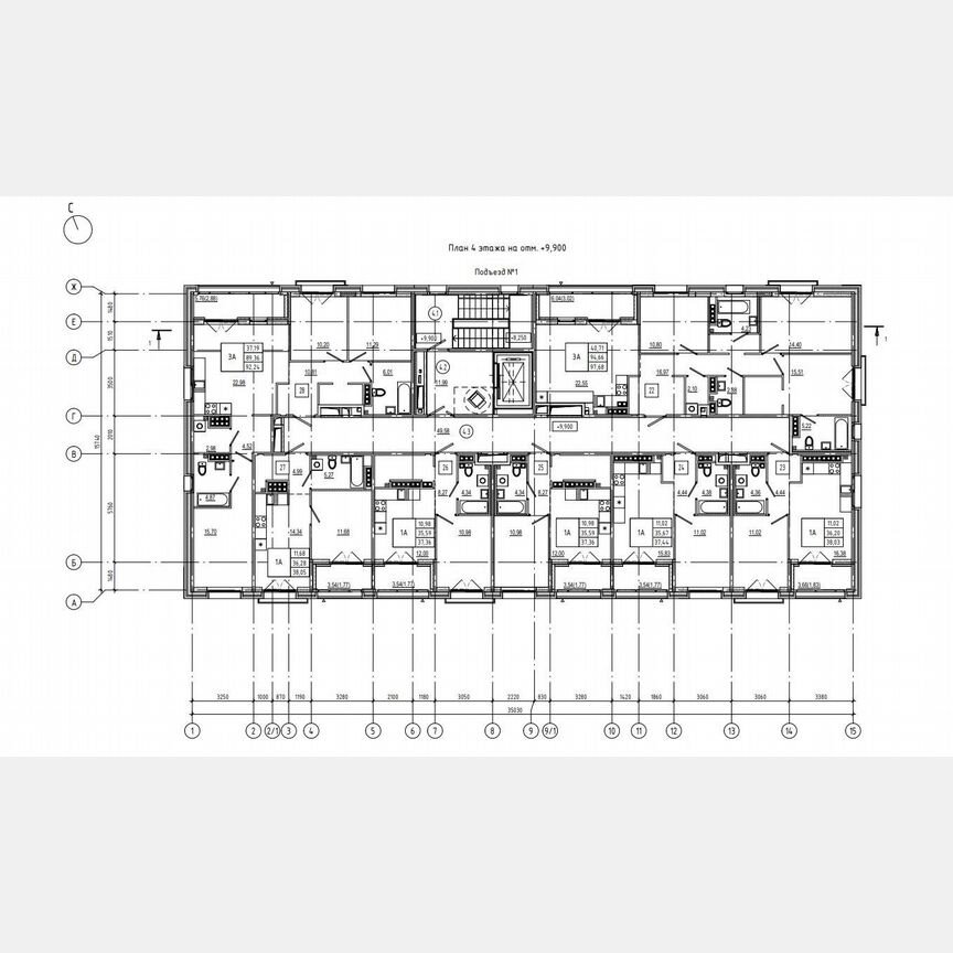 1-к. квартира, 37,4 м², 4/4 эт.