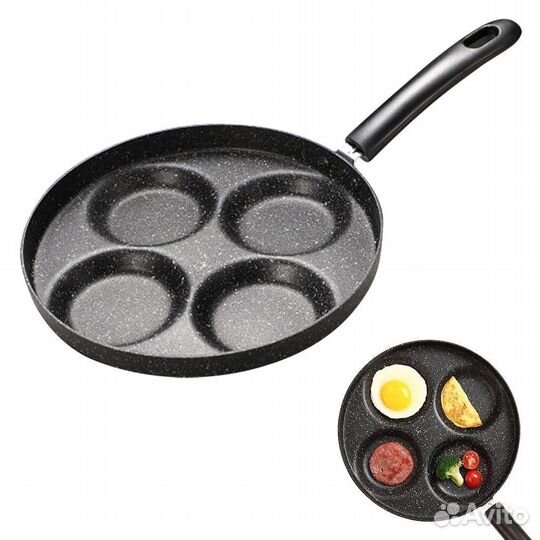 Сковорода для яичницы 24 см, 4 ячейки 7-9 см