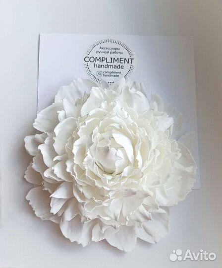 Брошь чокер пион роза крупный цветок