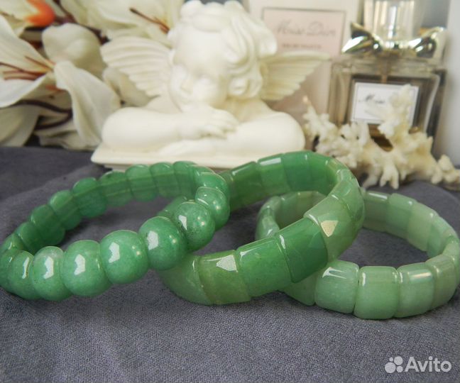Браслет из нефрита мелкий на выбор, нефрит натурал
