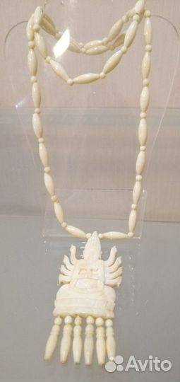 Винтажный набор из кости с нат.камнями