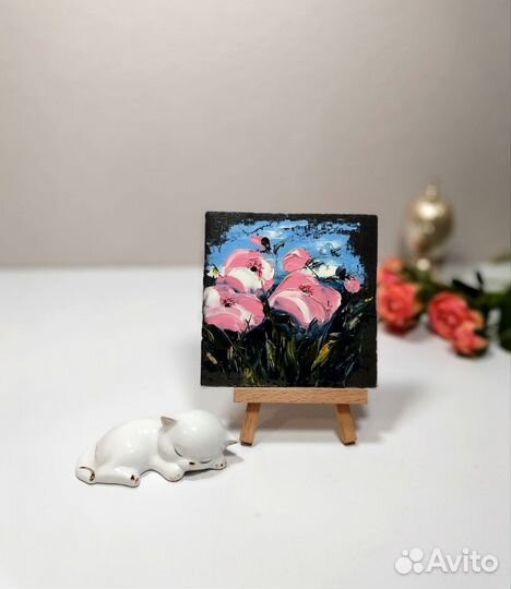 Картины маслом миниатюры Цветы Картины для подарка