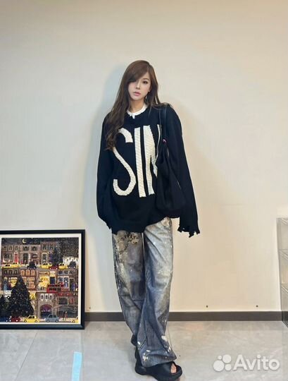 Свитер черный Saint Michael теплый