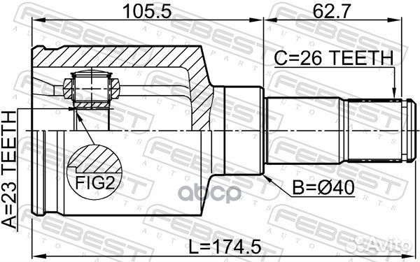 ШРУС ford focus 2 04- внутр.лев