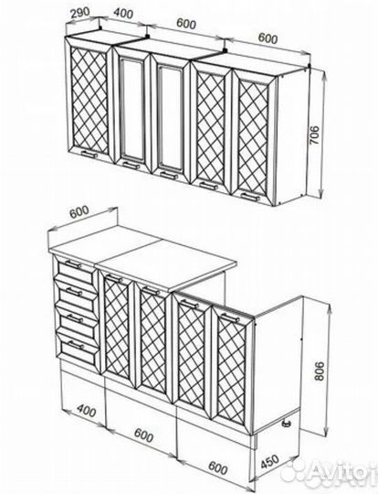 Кухня Агава Белая/Сапфир 1,6метра