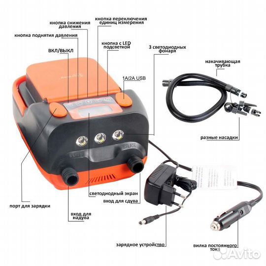 Электрический аккумуляторный насос, дня лодки