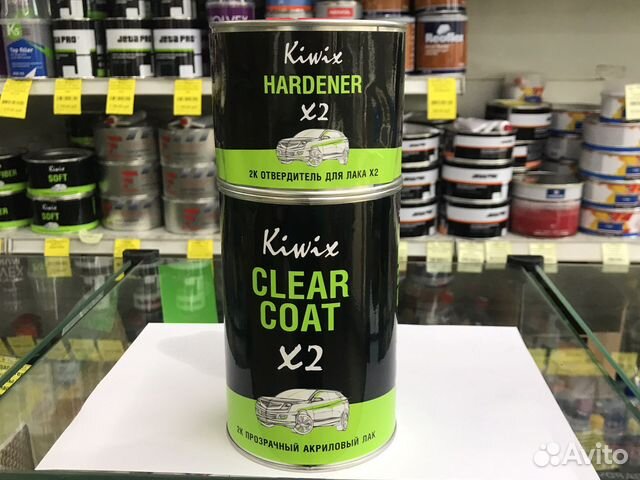 KiWiX 2К Прозрачный акриловый лак X2 1л+0.5л отв