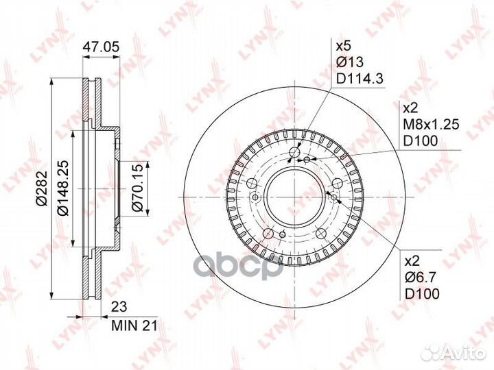 Диск тормозной перед. 282x23 honda CR-V I 2.0