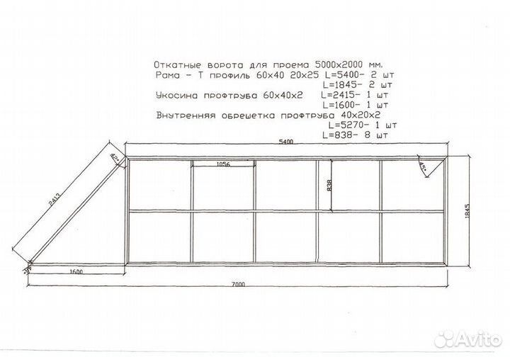 Комплект откатных ворот furniteсh проем 5х2