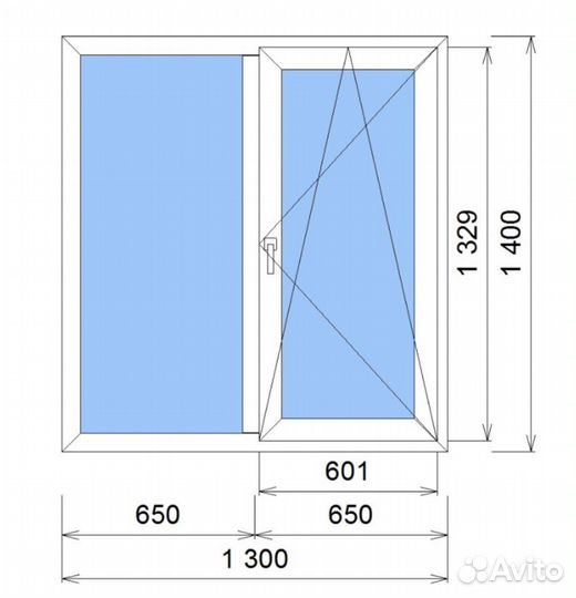 Окно пластиковое 1300х1400 лот №97102