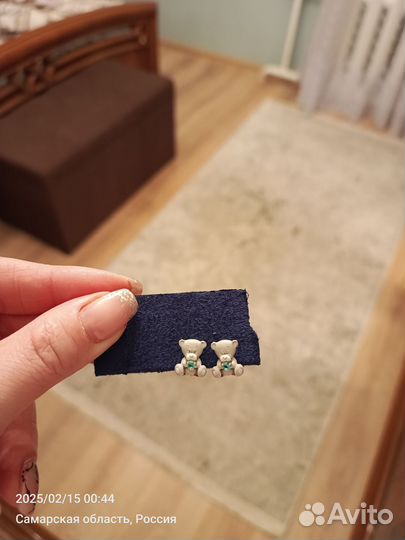 Детские серебряные серьги с эмалью