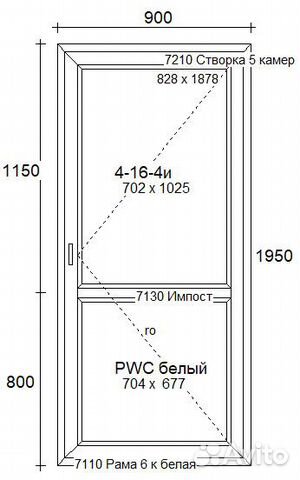 Пластиковая балконная дверь с 2-х сторонней ручкой