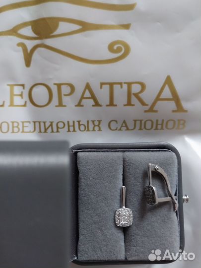 Серьги серебро 925 проба, фианит. Новые