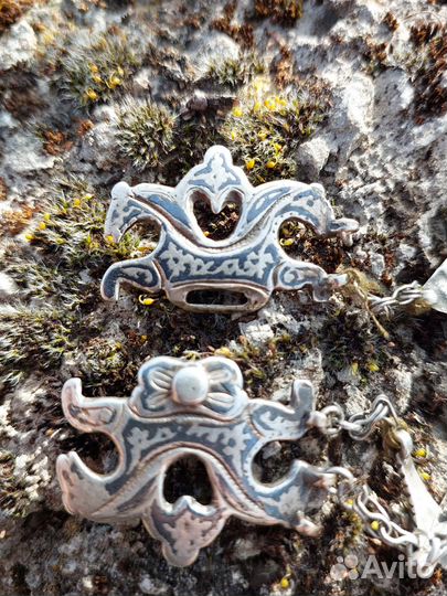 Старинная ременная пряжка серебро