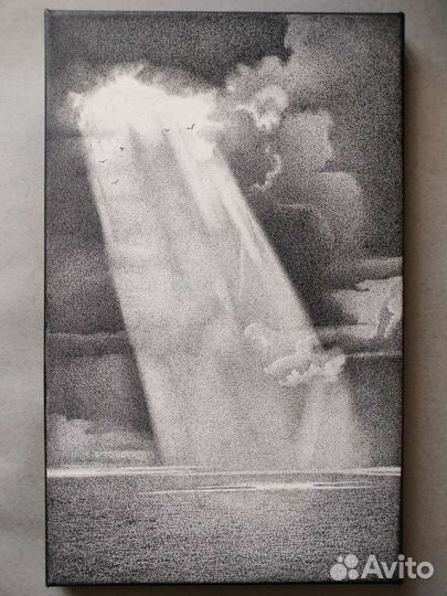 Картина чернилами на холсте