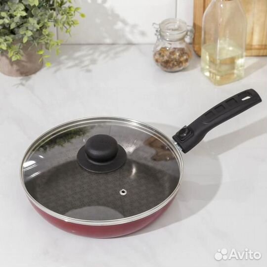 Сковорода 'Альфа', d22 см, съёмная ручка, стеклянн