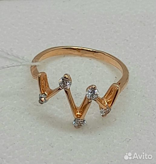 Кольцо / размер 17 / 1,82г / Золото585 / фианиты круглые