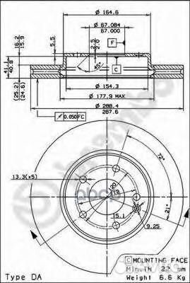 09.6845.11 диск тормозной передний с покрытием