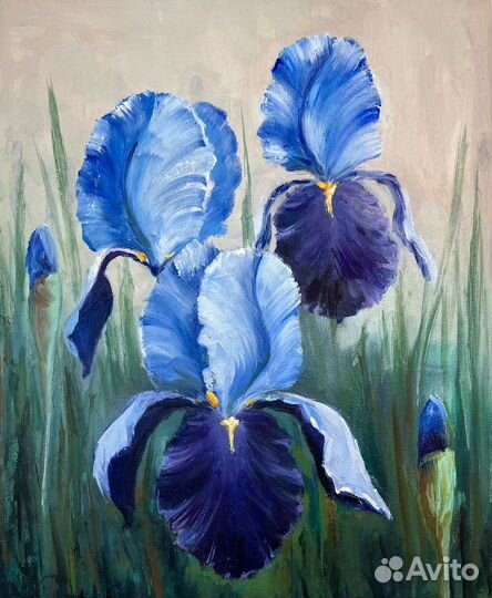 Картина маслом цветы ирисы