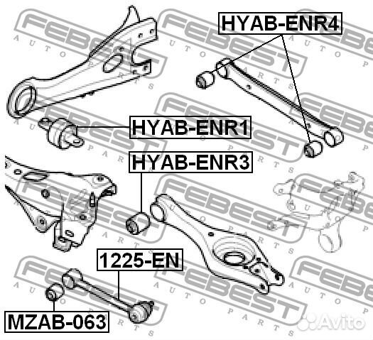 Febest hyab-ENR3 Сайлентблок тяги поперечной задне