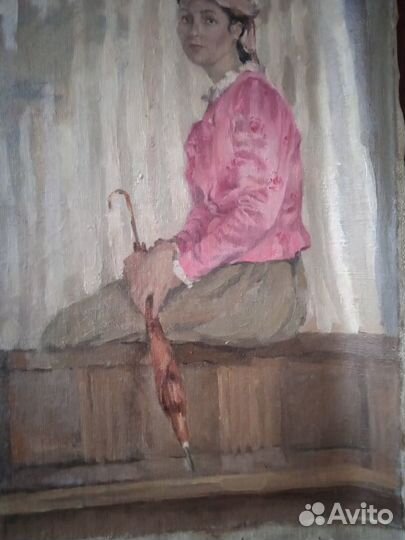 Картина, масло на холсте. Дама в шляпке Неизвестен