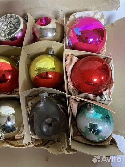 Елочные игрушки. Большие шары 11 шт. СССР