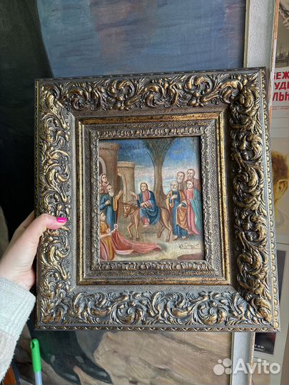 Живопись на холсте в раме (икона)