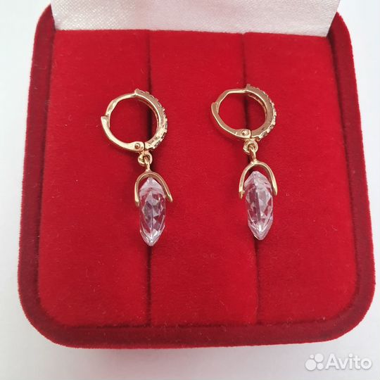 Е.Ц. Серьги с камнями, золото 585 (id 31722)