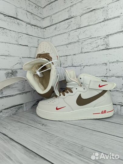 Кроссовки женские зимние с мехом Nike air force 1