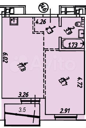 1-к. квартира, 43,2 м², 5/18 эт.