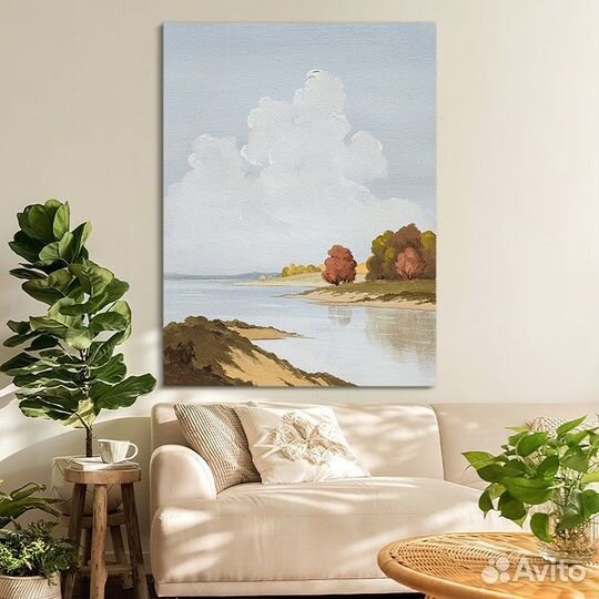 Интерьерная картина маслом речной пейзаж