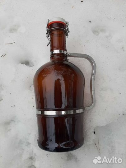 Бутыль стеклянная 3 литра с бугельной пробкой