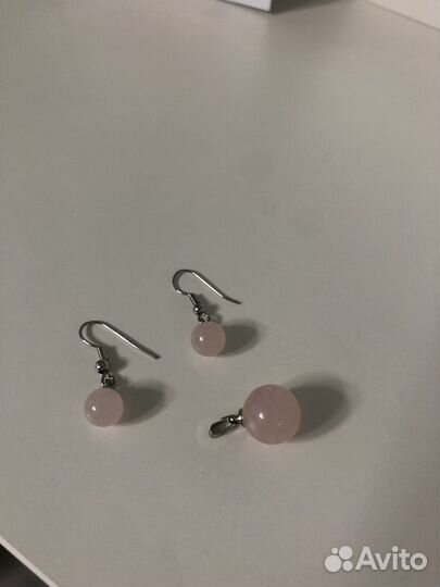 Розовый кварц серьги