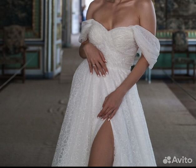 Белое длинное платье 46