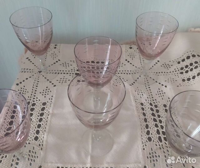 Фужеры,розовое стекло. Винтаж
