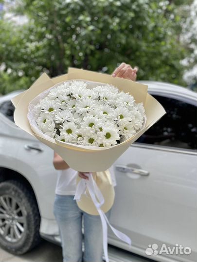 Большой букет ромашковых хризантем