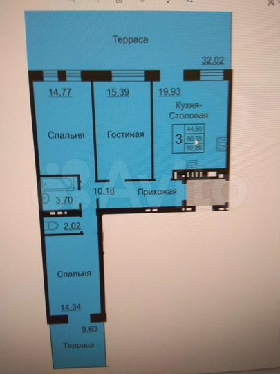 3-к. квартира, 93,2 м², 1/4 эт.