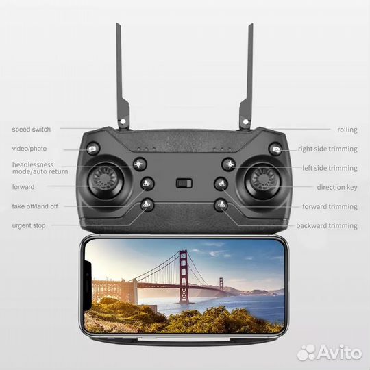 Квадрокоптер с камерой 4к и 2 батареи питания