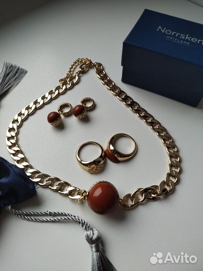 Набор колье, серьги, кольцо