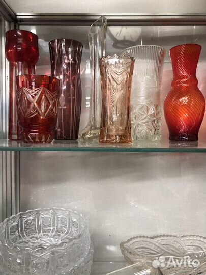 Вазы из цветного стекла СССР