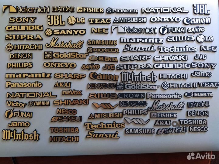 Шильдики на аппаратуру известных мировых брендов