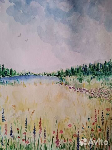 Картина Акварель,Луг