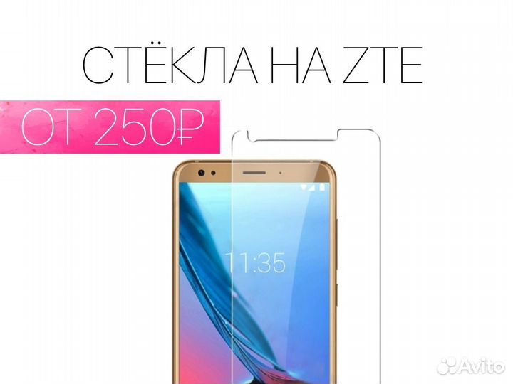 Защитное стекло ZTE. На все модели. Установка