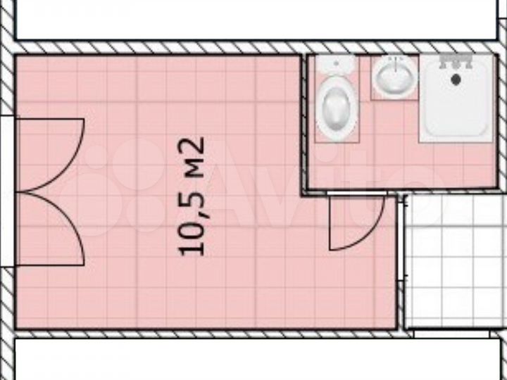 Квартира-студия, 10,5 м², 1/9 эт.