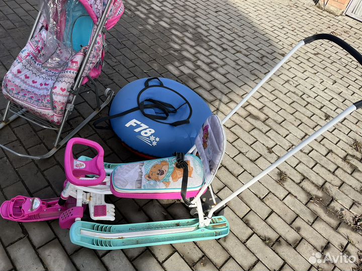 Снегокат с колесами, коляска санки и тюбинг