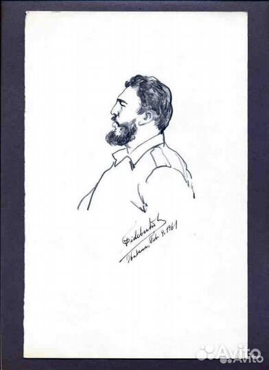 Фидель Кастро - 2 автографа + предметы - комплекс