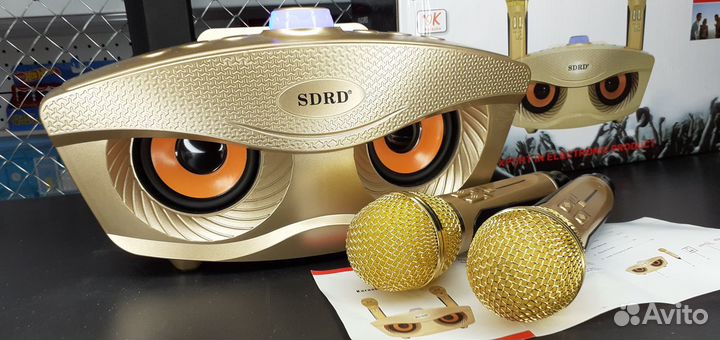 Караоке станция 40вт Сова 2 беспроводных микрофона