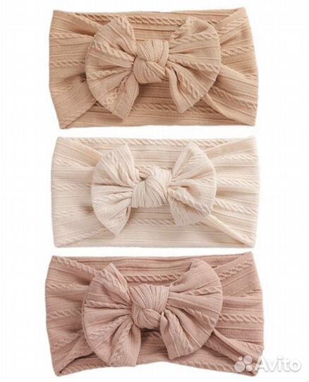 Повязки-ободки на голову для девочки с бантиком