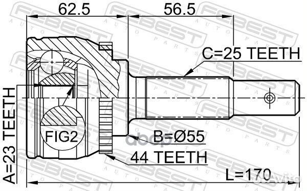 Шрус наружный 23x55x25 0210-QG18DEA44 Febest